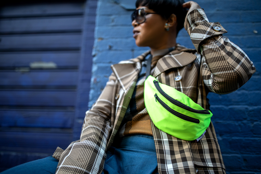 NYFW Look Featuring Plaid and Neon