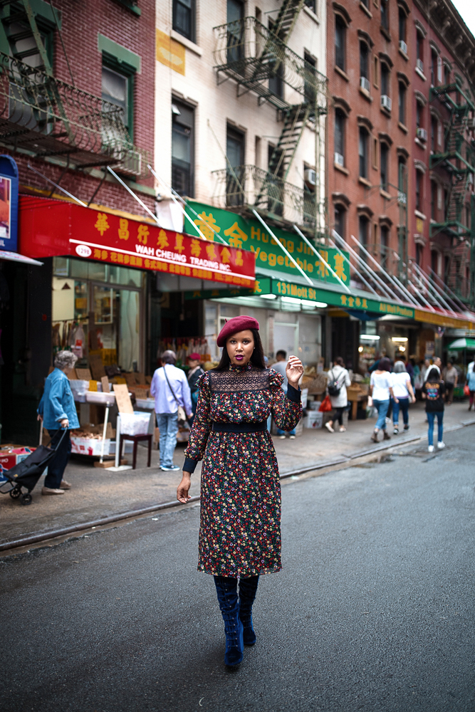 AnnaSui X ModCloth Black Ditsy Floral Dress