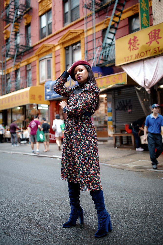 AnnaSui X ModCloth Black Ditsy Floral Dress