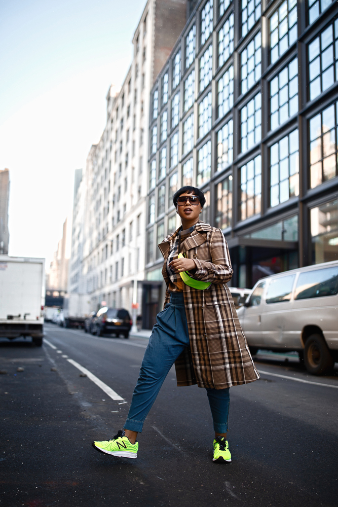 NYFW Look Featuring Plaid and Neon