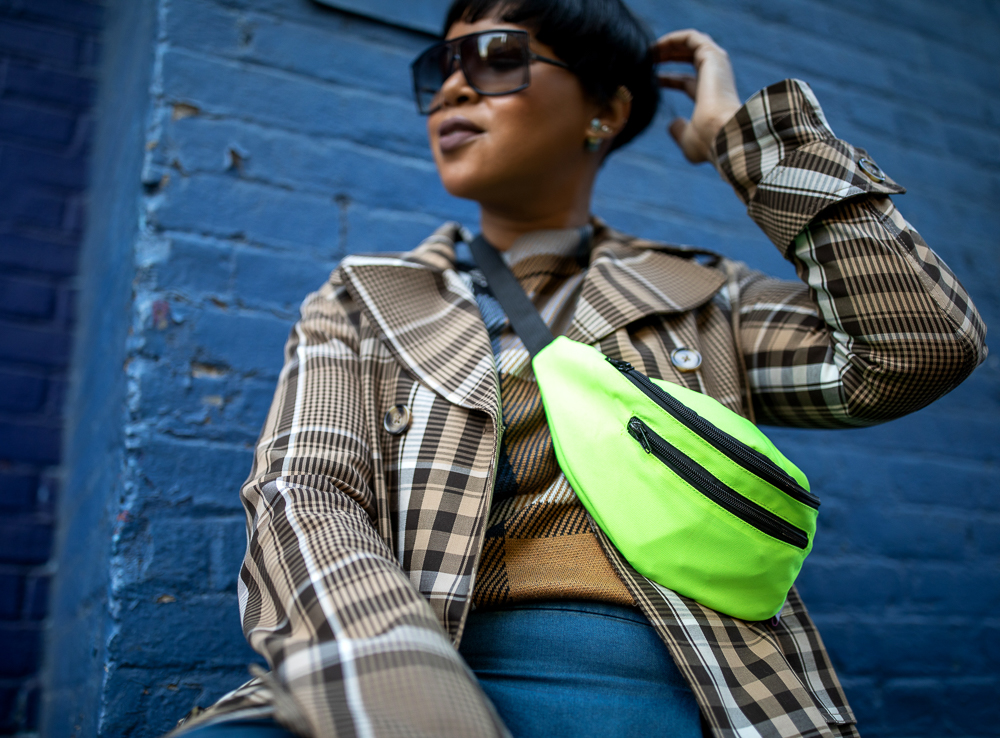 NYFW Look Featuring Plaid and Neon