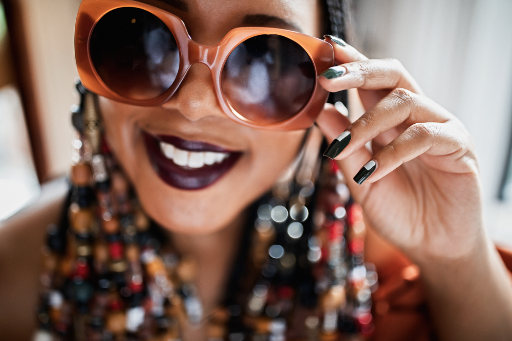 70s Inspired Beads With Braids and Zara Sunglasses 